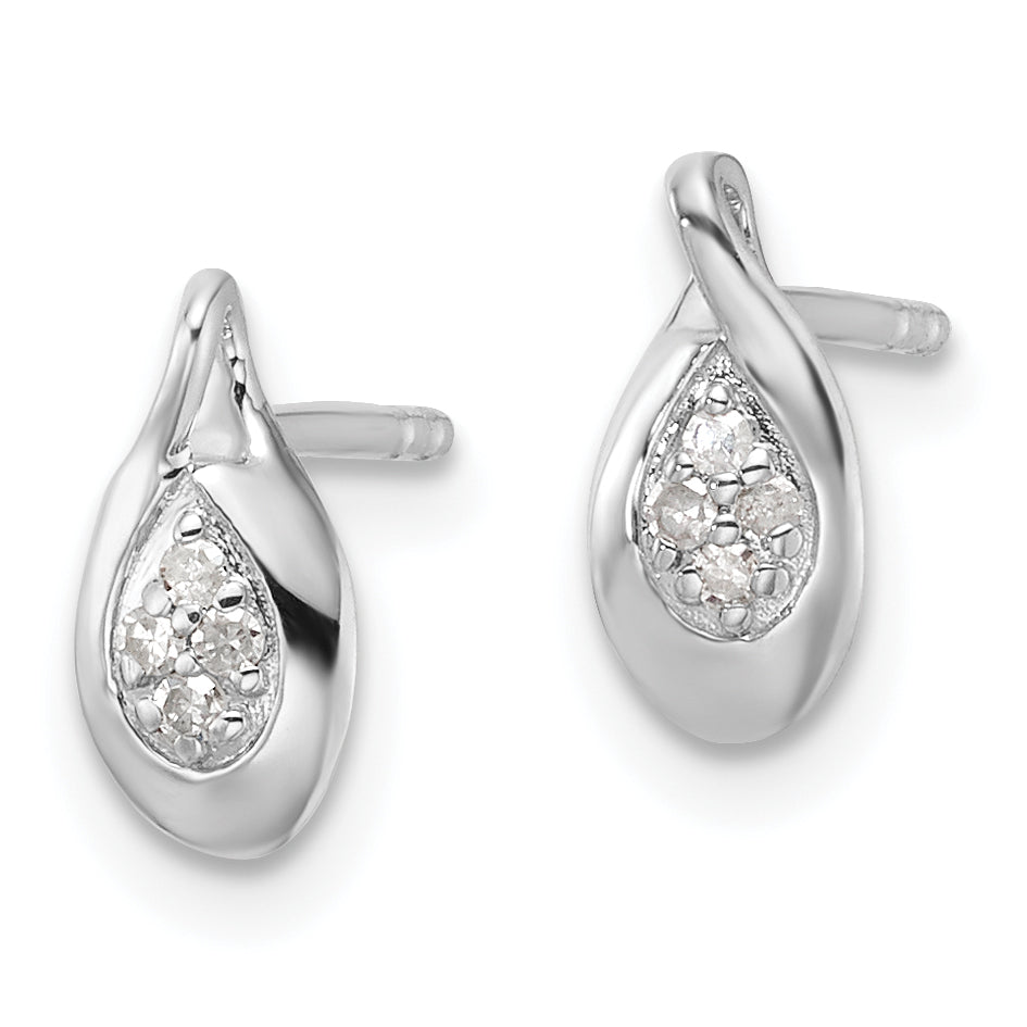 White Ice Sterling Silver Rhodium-plated Diamond Post Earrings Secondary image