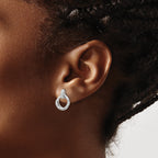 White Ice Sterling Silver Rhodium-plated Diamond Three Ring Post Earrings