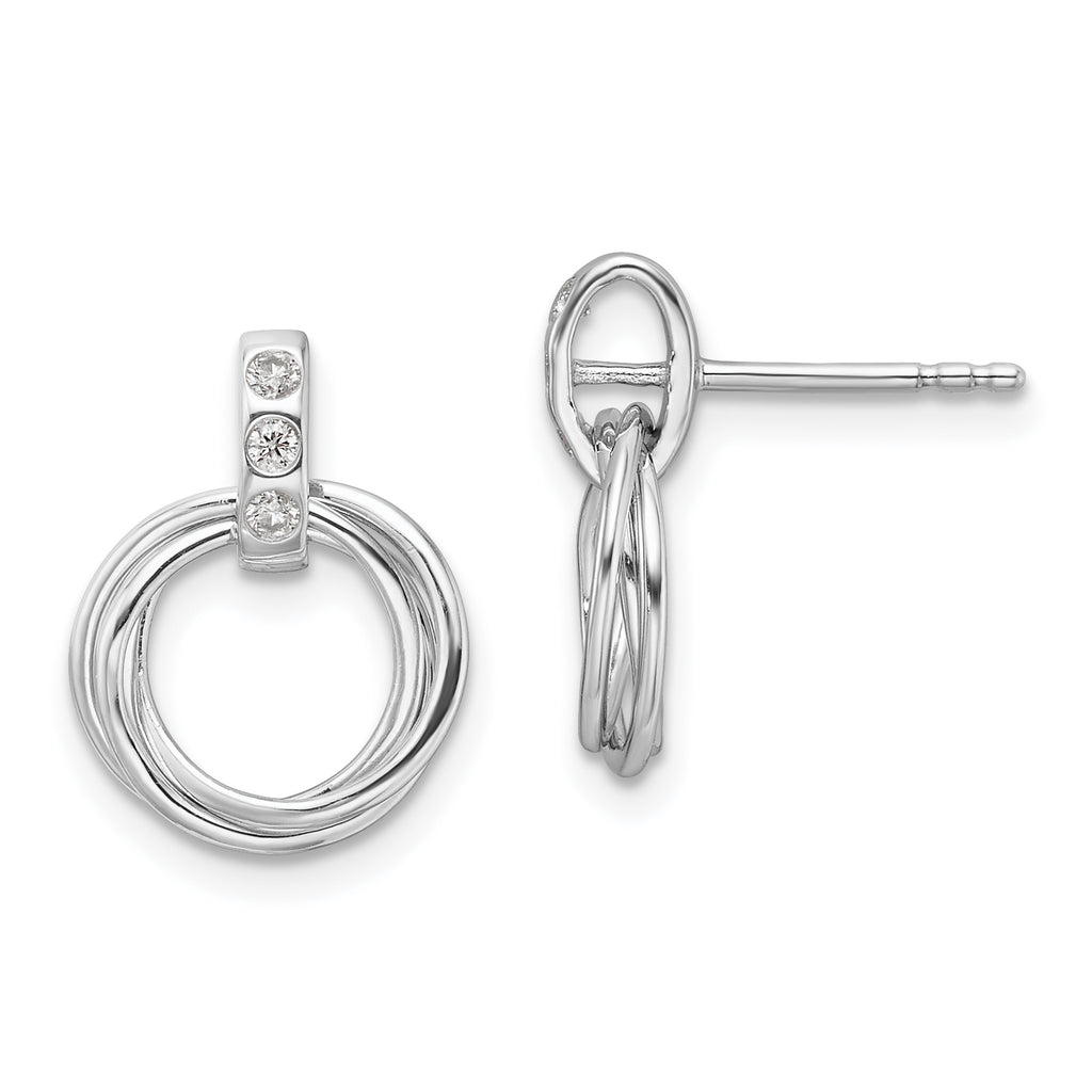 White Ice Sterling Silver Rhodium-plated Diamond Three Ring Post Earrings