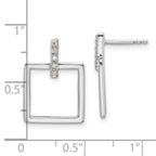White Ice Sterling Silver Rhodium-plated Open Square Diamond Post Dangle Earrings