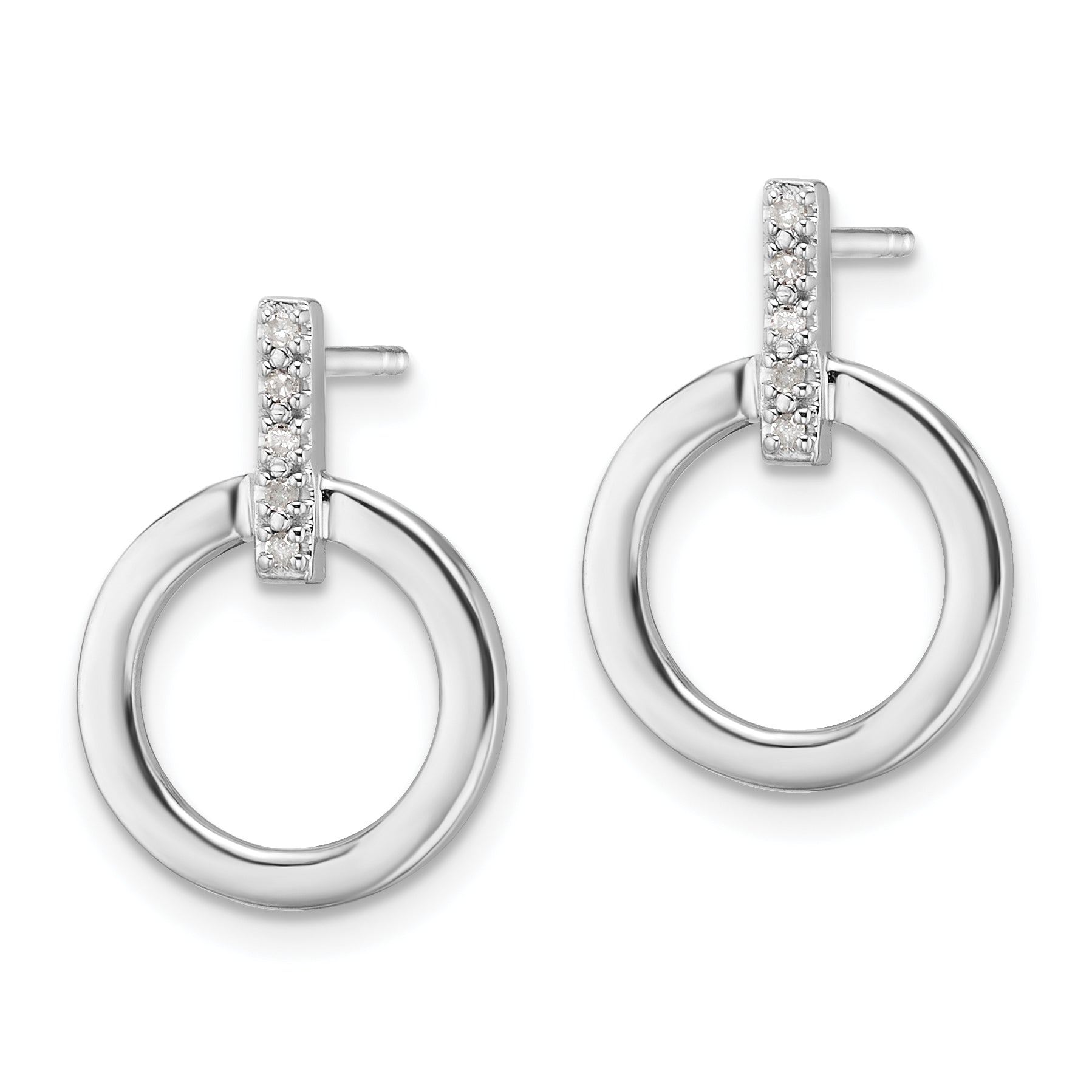 White Ice Sterling Silver Rhodium-plated Diamond Open Circle Post Earrings