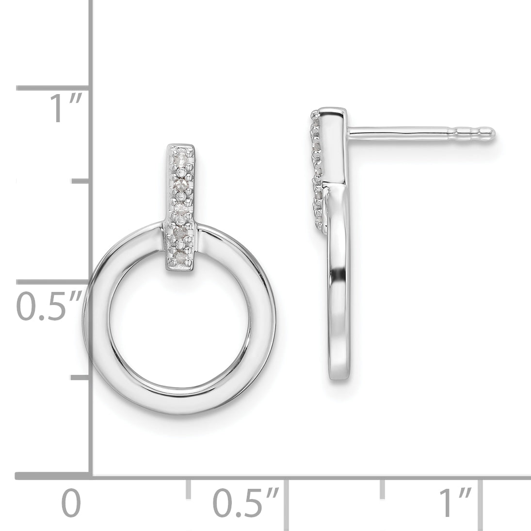White Ice Sterling Silver Rhodium-plated Diamond Open Circle Post Earrings