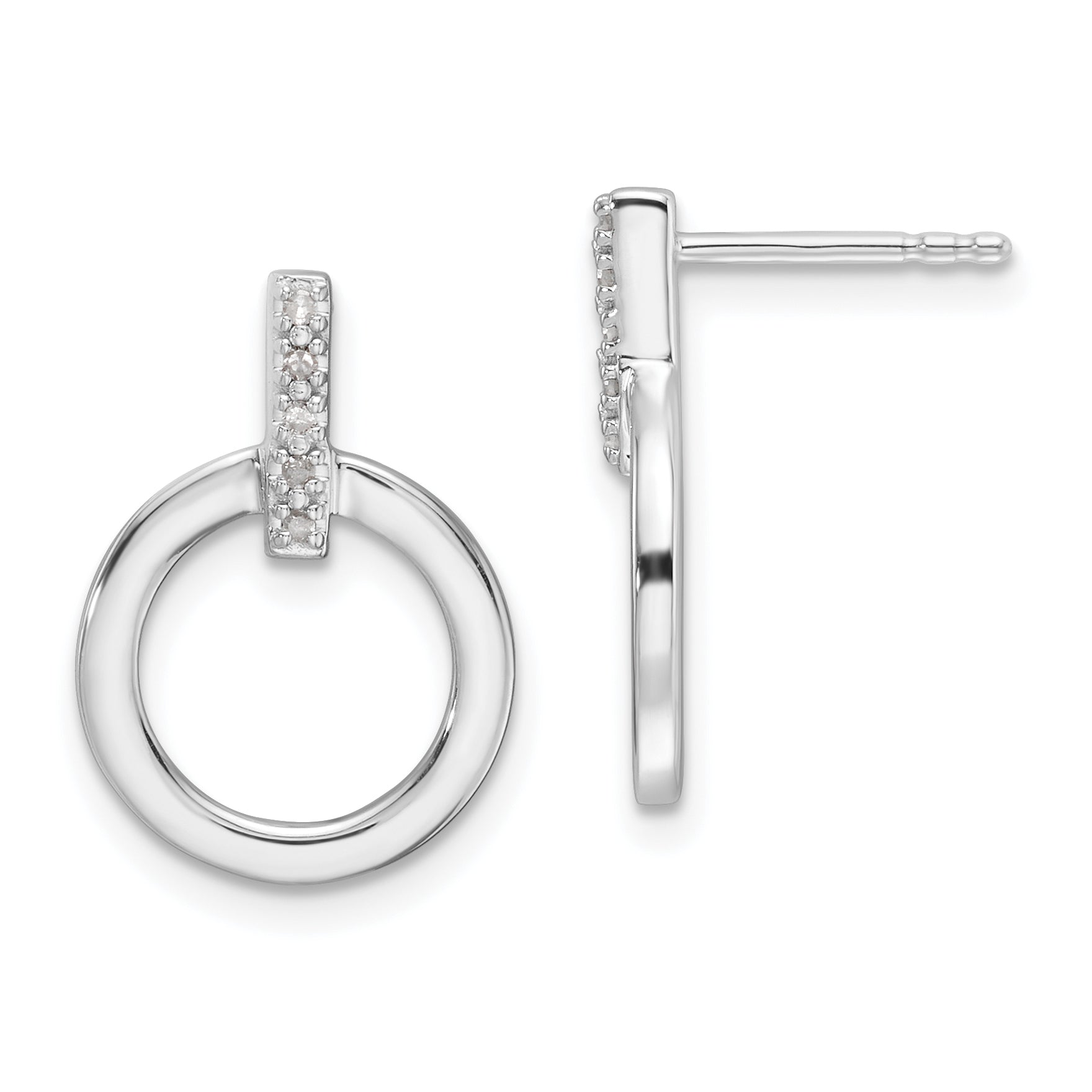 White Ice Sterling Silver Rhodium-plated Diamond Open Circle Post Earrings Main image