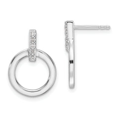 White Ice Sterling Silver Rhodium-plated Diamond Open Circle Post Earrings