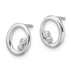 White Ice Sterling Silver Rhodium-plated Diamond Oval Post Earrings