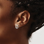 White Ice Sterling Silver Rhodium-plated Diamond Oval Post Earrings