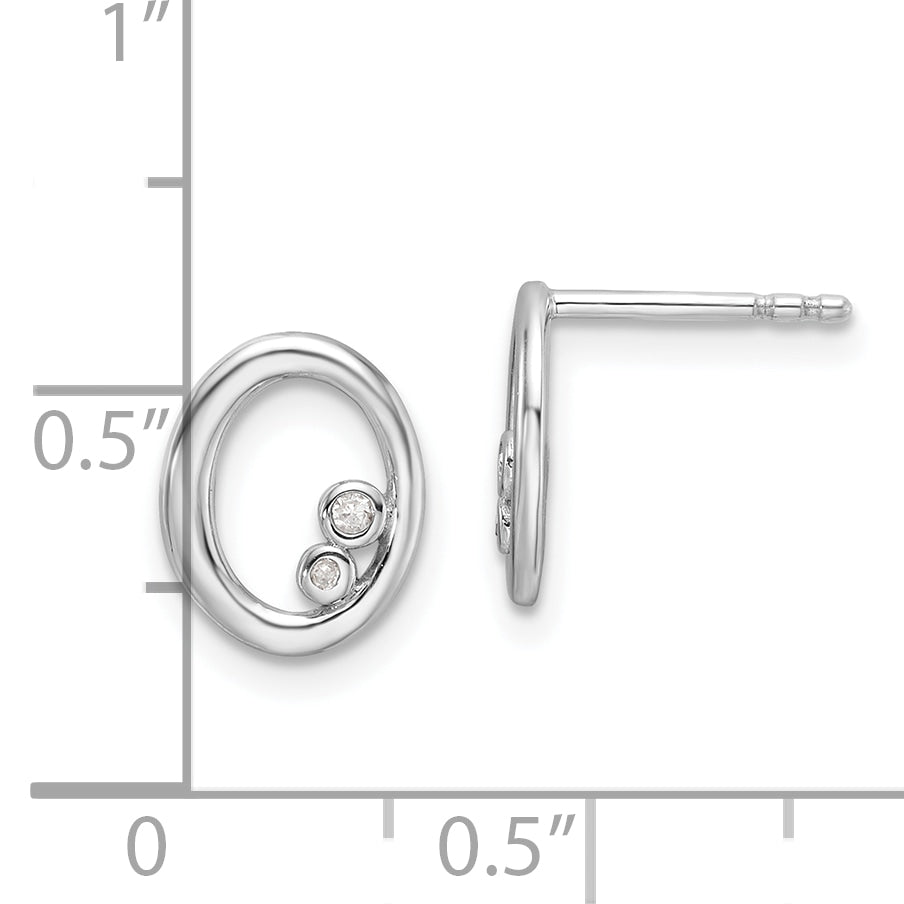 White Ice Sterling Silver Rhodium-plated Diamond Oval Post Earrings