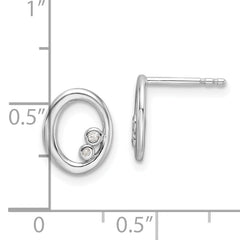 White Ice Sterling Silver Rhodium-plated Diamond Oval Post Earrings