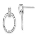 White Ice Sterling Silver Rhodium-plated Diamond Oval Post Dangle Earrings