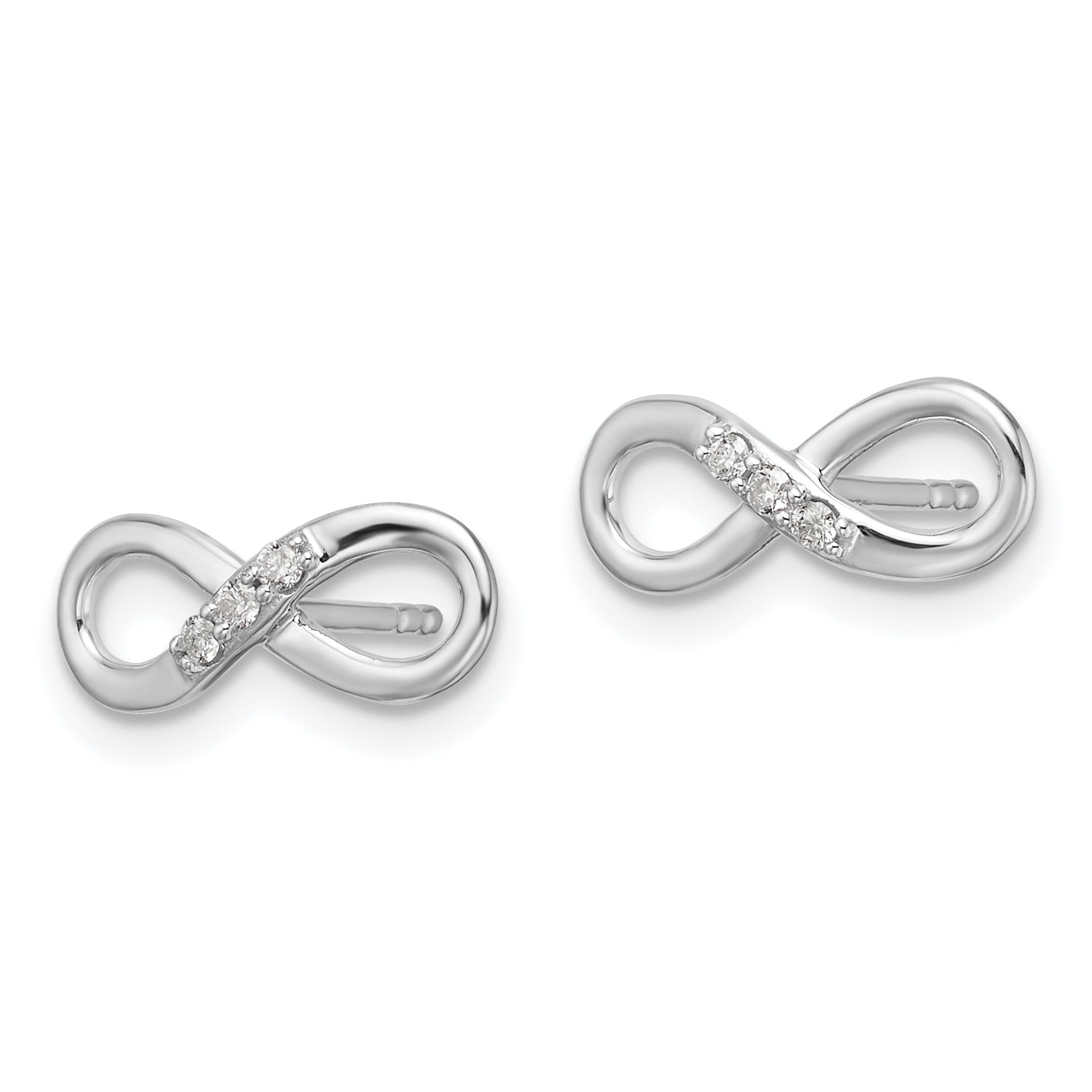 White Ice Sterling Silver Rhodium-plated Diamond Infinity Post  Earrings Secondary image