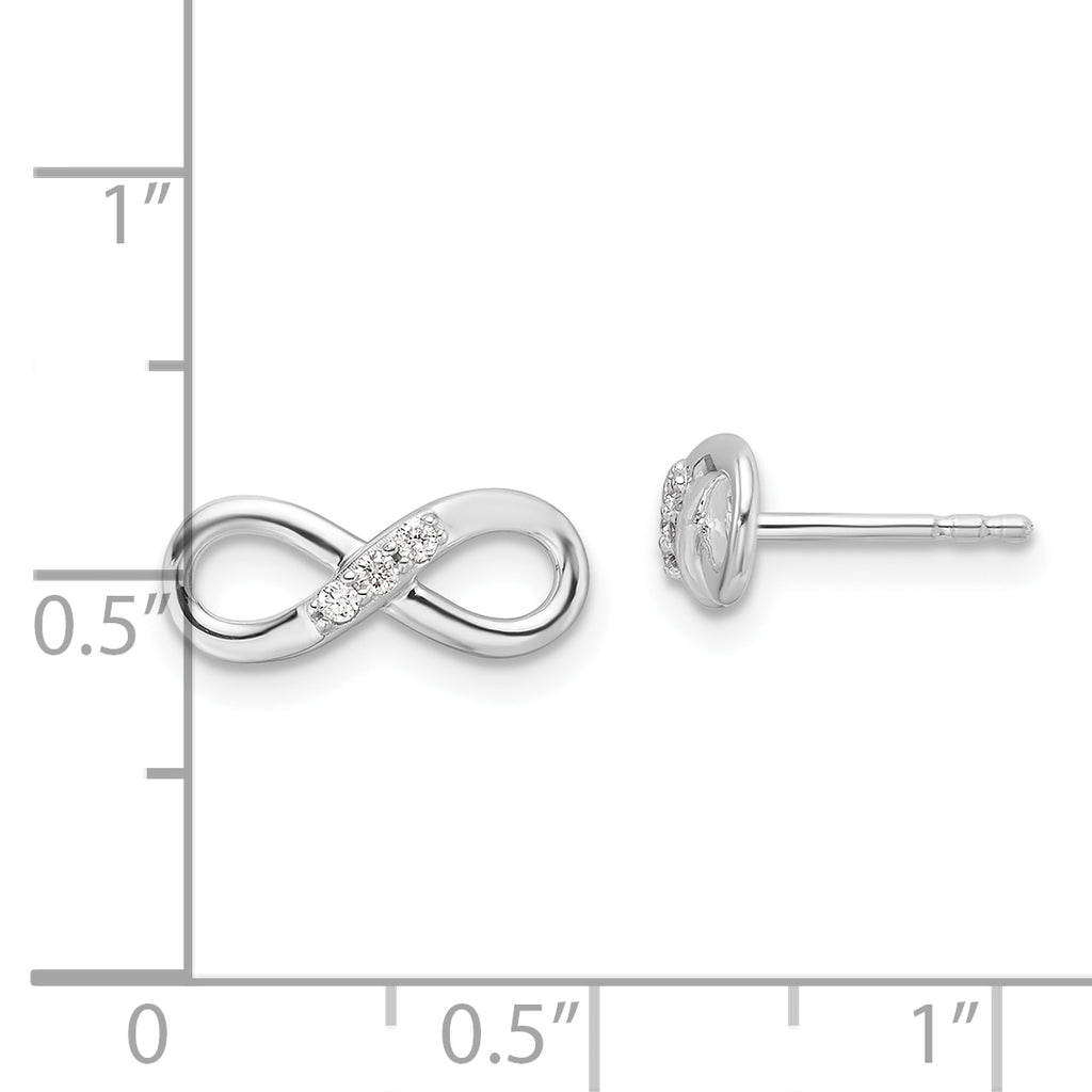 White Ice Sterling Silver Rhodium-plated Diamond Infinity Post  Earrings