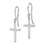 White Ice Sterling Silver Rhodium-plated Diamond Cross Shepherds Hook Dangle Earrings