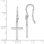 White Ice Sterling Silver Rhodium-plated Diamond Cross Shepherds Hook Dangle Earrings