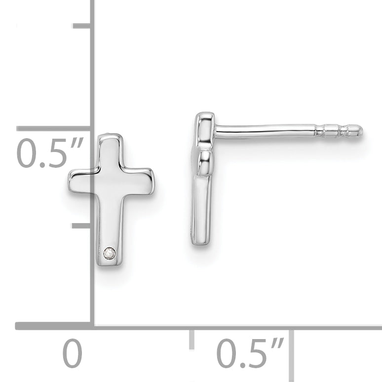 White Ice Sterling Silver Rhodium-plated Diamond Cross Post Earrings