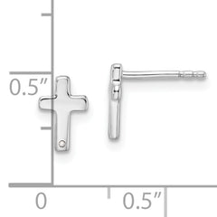White Ice Sterling Silver Rhodium-plated Diamond Cross Post Earrings