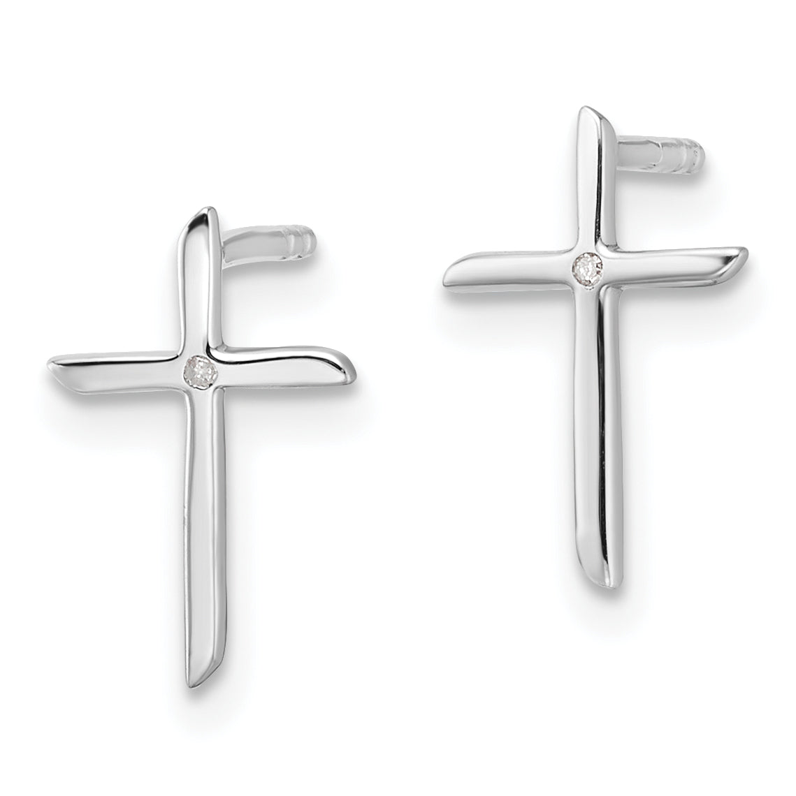 White Ice Sterling Silver Rhodium-plated Diamond Cross Post Earrings
