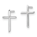 White Ice Sterling Silver Rhodium-plated Diamond Cross Post Earrings