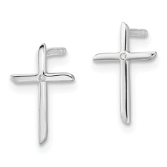 White Ice Sterling Silver Rhodium-plated Diamond Cross Post Earrings
