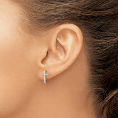 White Ice Sterling Silver Rhodium-plated Diamond Cross Post Earrings