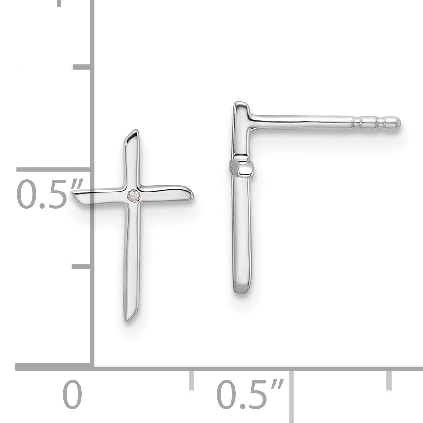 White Ice Sterling Silver Rhodium-plated Diamond Cross Post Earrings