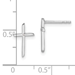 White Ice Sterling Silver Rhodium-plated Diamond Cross Post Earrings