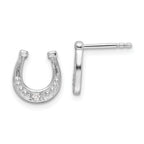 White Ice Sterling Silver Rhodium-plated Diamond Horseshoe Post Earrings