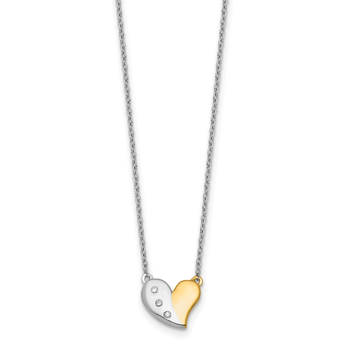 Tone Diamond Heart Necklace in Sterling Silver (.03 ct. tw.) - Sophia Jewelers Main image