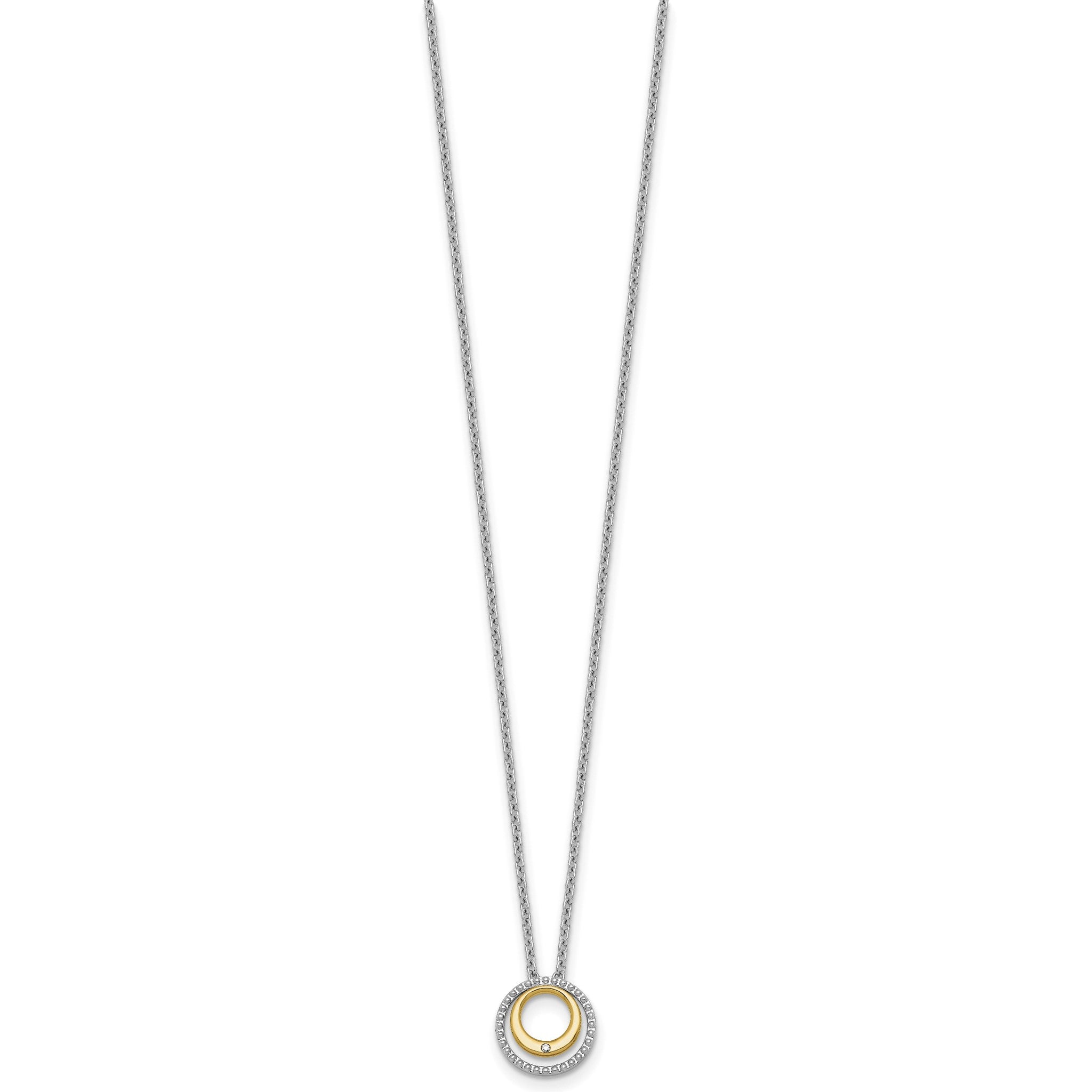 Diamond Double Circle Necklace in Sterling Silver (.05 ct. tw.) Secondary image