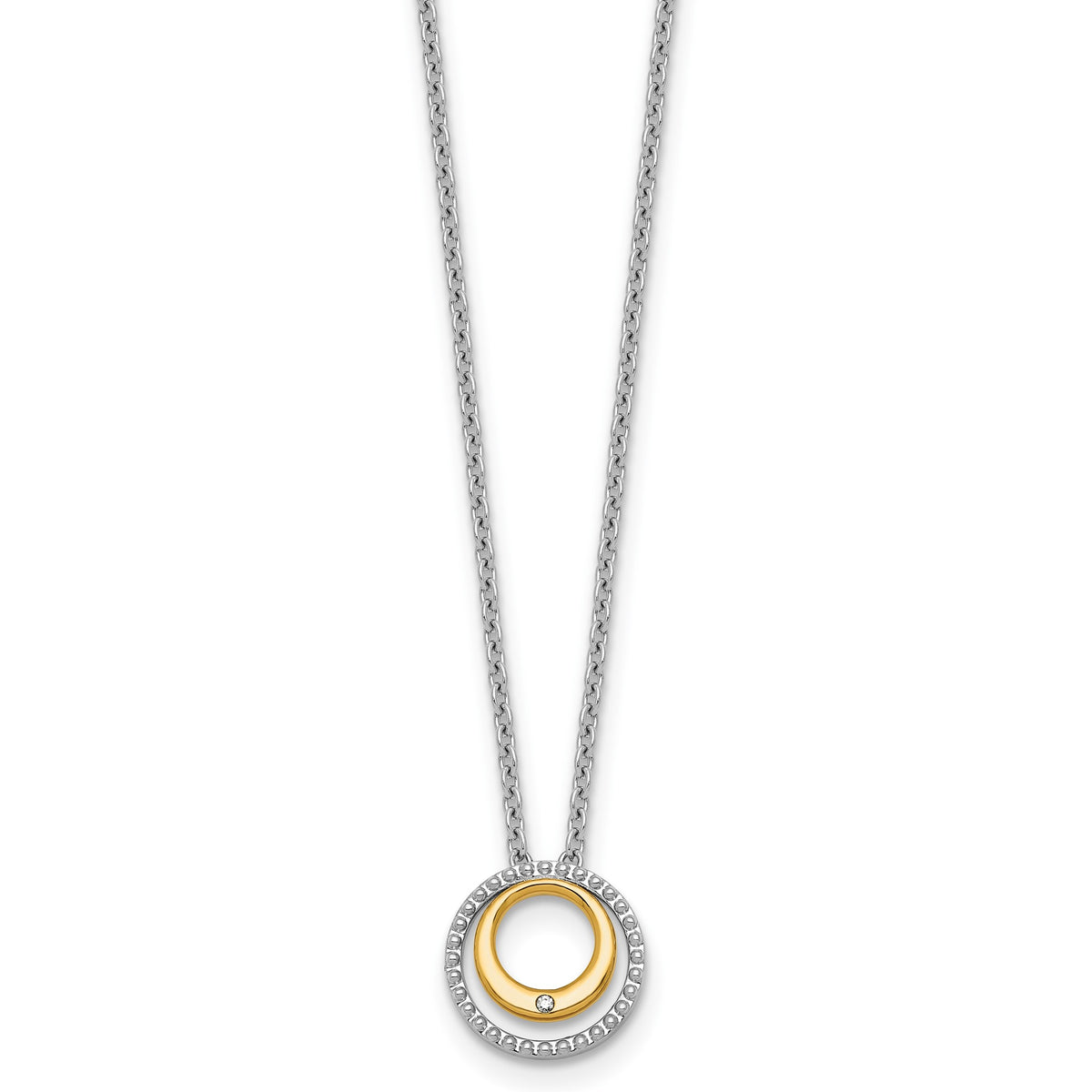 Diamond Double Circle Necklace in Sterling Silver (.05 ct. tw.) - Sophia Jewelers Main image