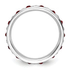 Sterling Silver Rhodium-plated Red and White Crystal Eternity Band