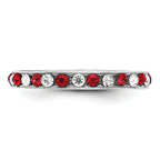Sterling Silver Rhodium-plated Red and White Crystal Eternity Band