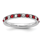 Sterling Silver Rhodium-plated Red and White Crystal Eternity Band
