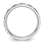 Sterling Silver Rhodium-plated Green and White Crystal Eternity Band