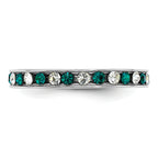 Sterling Silver Rhodium-plated Green and White Crystal Eternity Band