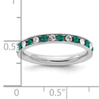 Sterling Silver Rhodium-plated Green and White Crystal Eternity Band