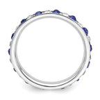 Sterling Silver Rhodium-plated Blue and White Crystal Eternity Band