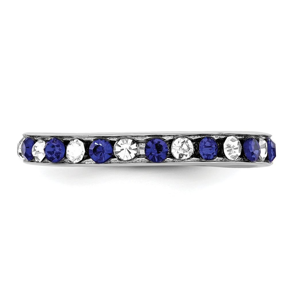 Sterling Silver Rhodium-plated Blue and White Crystal Eternity Band
