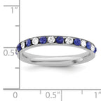 Sterling Silver Rhodium-plated Blue and White Crystal Eternity Band