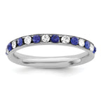 Sterling Silver Rhodium-plated Blue and White Crystal Eternity Band