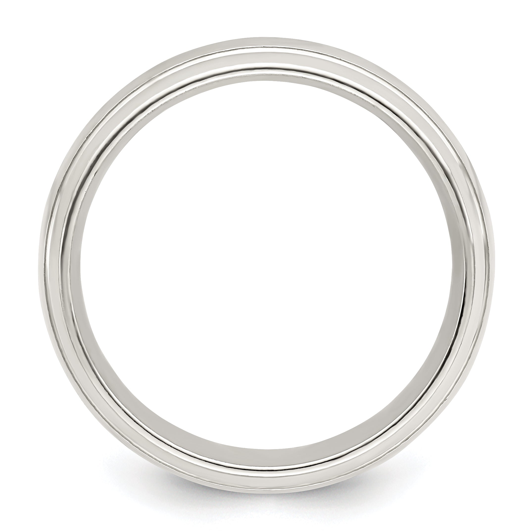 Sterling Silver 6mm Polished Domed with Grooved Beveled Edge Fancy Band Size 13.5