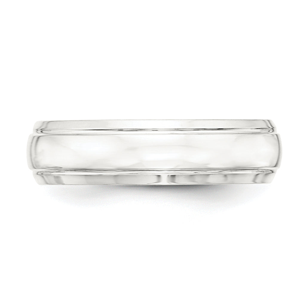 Sterling Silver 6mm Polished Domed with Grooved Beveled Edge Fancy Band
