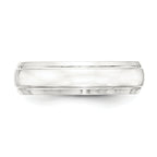 Sterling Silver 6mm Polished Domed with Grooved Beveled Edge Fancy Band