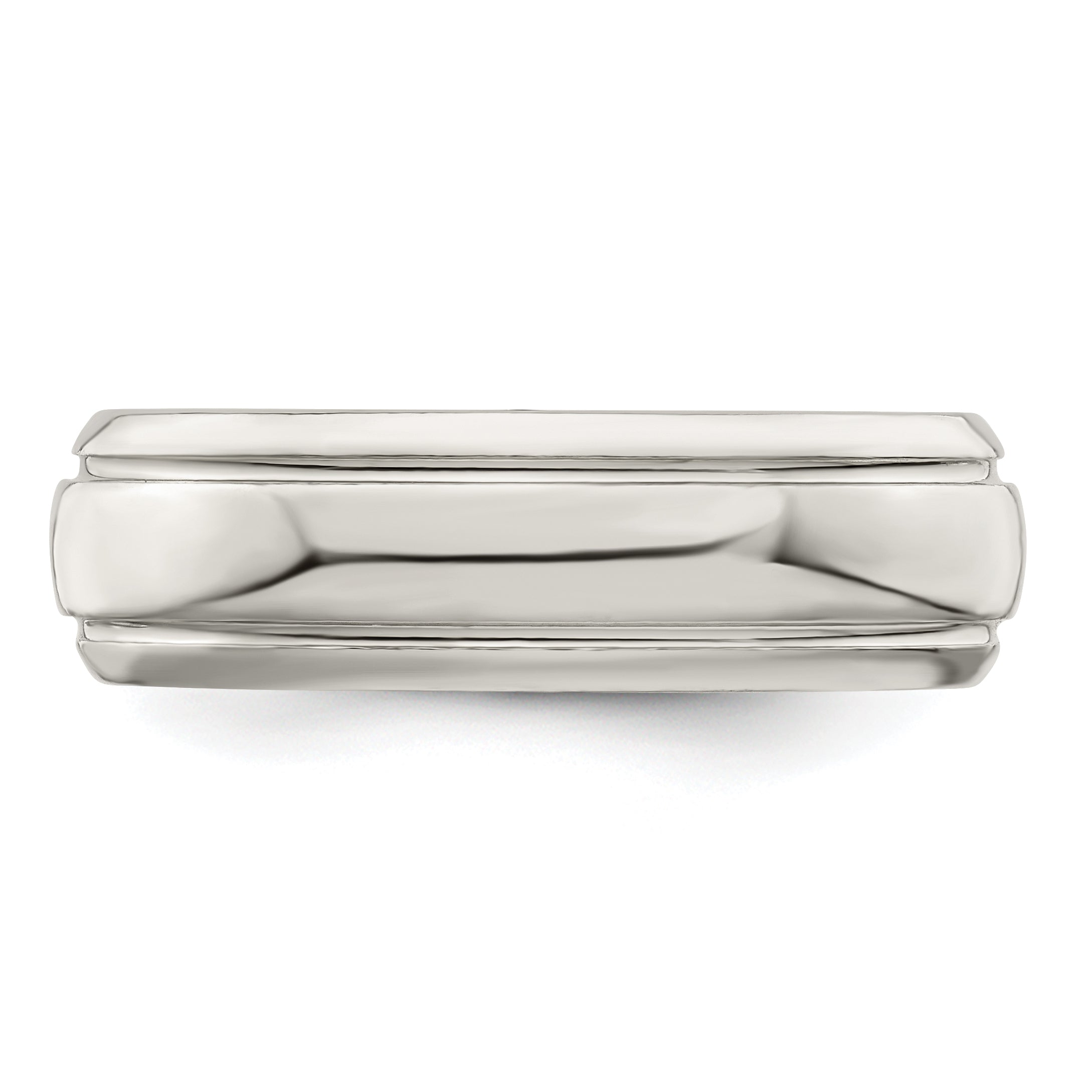 Sterling Silver 6mm Polished Domed with Grooved Beveled Edge Fancy Band Size 13.5