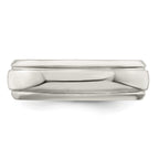 Sterling Silver 6mm Polished Domed with Grooved Beveled Edge Fancy Band