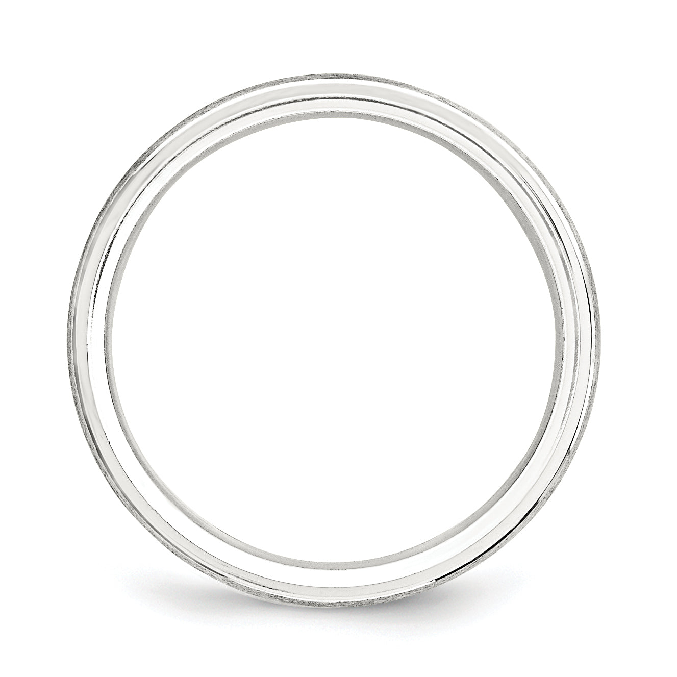Sterling Silver 6mm Brushed Domed with Grooved Beveled Edge Fancy Band Size 13.5
