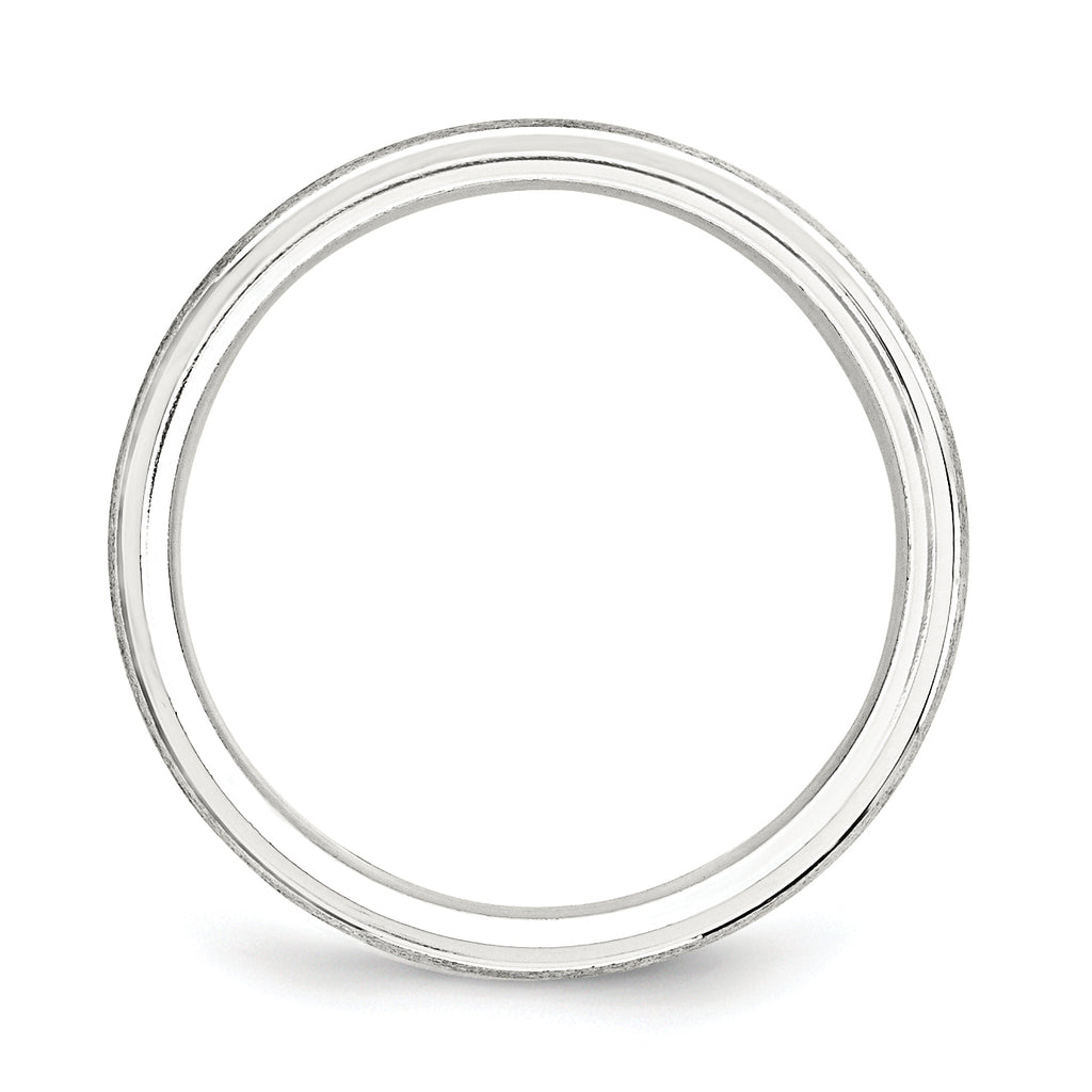 Sterling Silver 6mm Brushed Domed with Grooved Beveled Edge Fancy Band