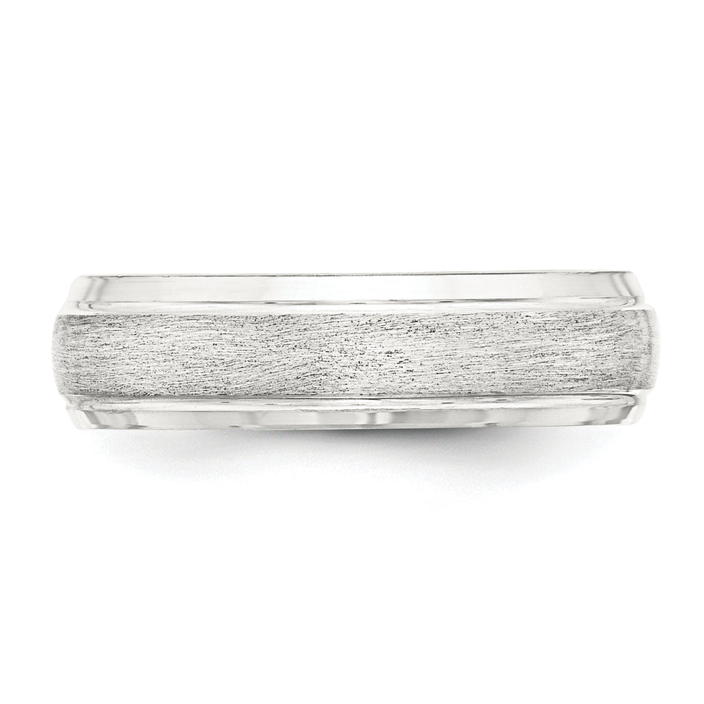 Sterling Silver 6mm Brushed Domed with Grooved Beveled Edge Fancy Band