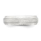 Sterling Silver 6mm Brushed Domed with Grooved Beveled Edge Fancy Band