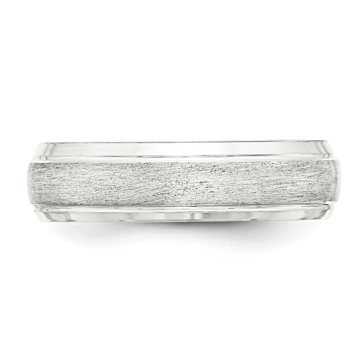 Sterling Silver 6mm Brushed Domed with Grooved Beveled Edge Fancy Band