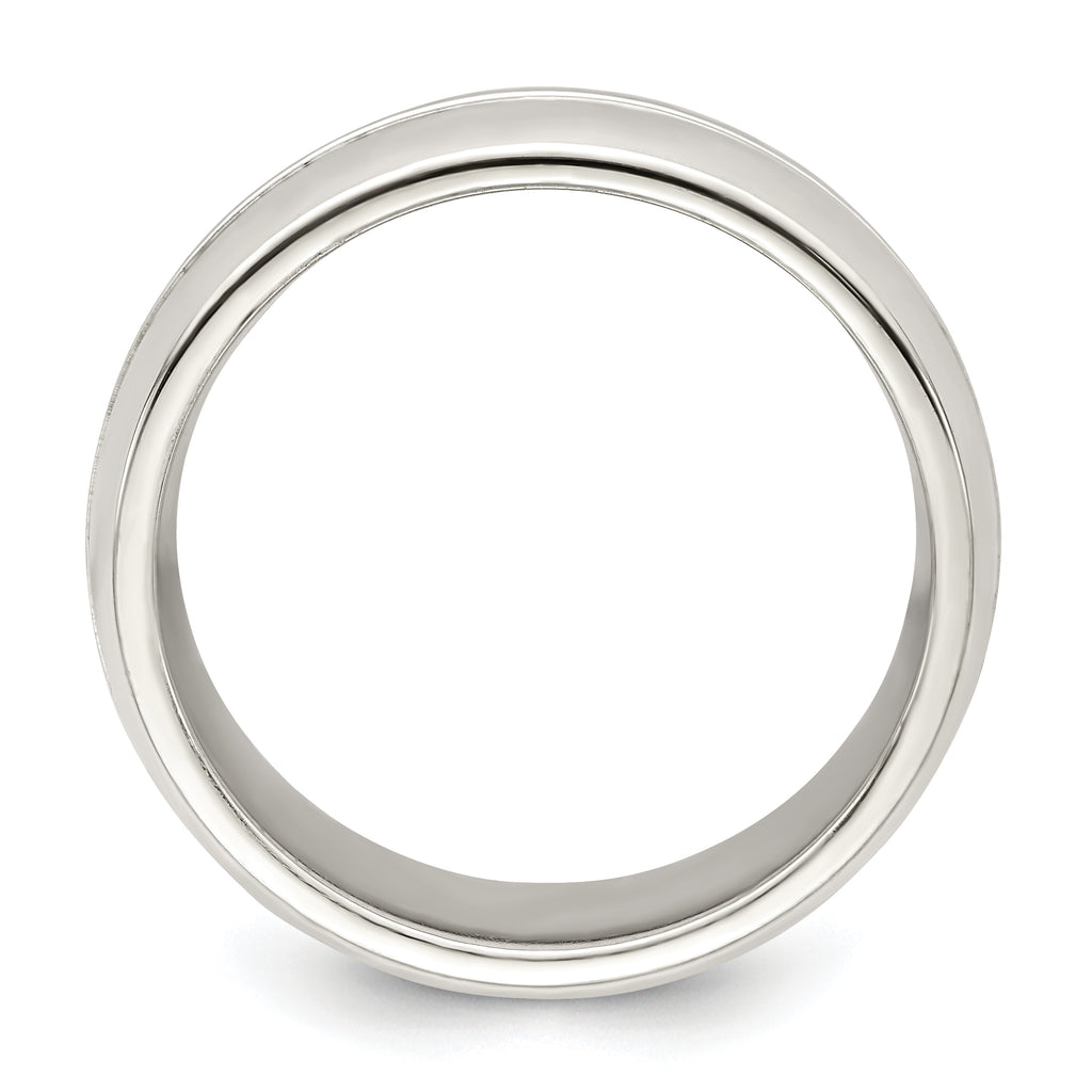 Sterling Silver 7mm Polished Domed Grooved Fancy Band